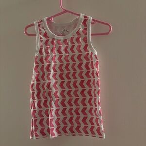 Primary organic cotton pink and white chevron tank top kids size 6-7